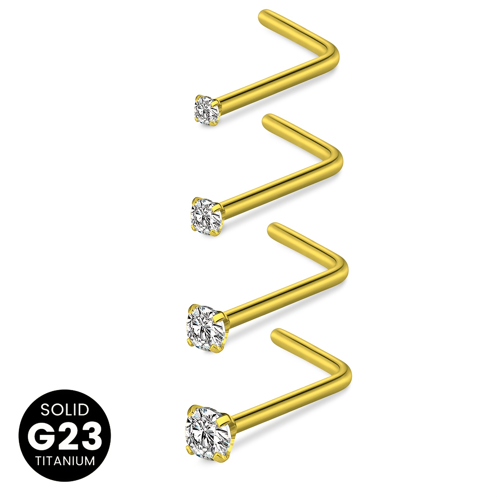 4pcs G23 Titanium Alloy Nose Studs & Rings Set, Hypoallergenic